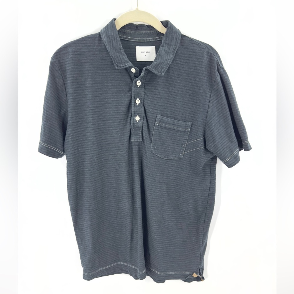 Billy Reid Polo Shirt Mens Medium Casual Cotton Blend Short Sleeve Preppy Luxury